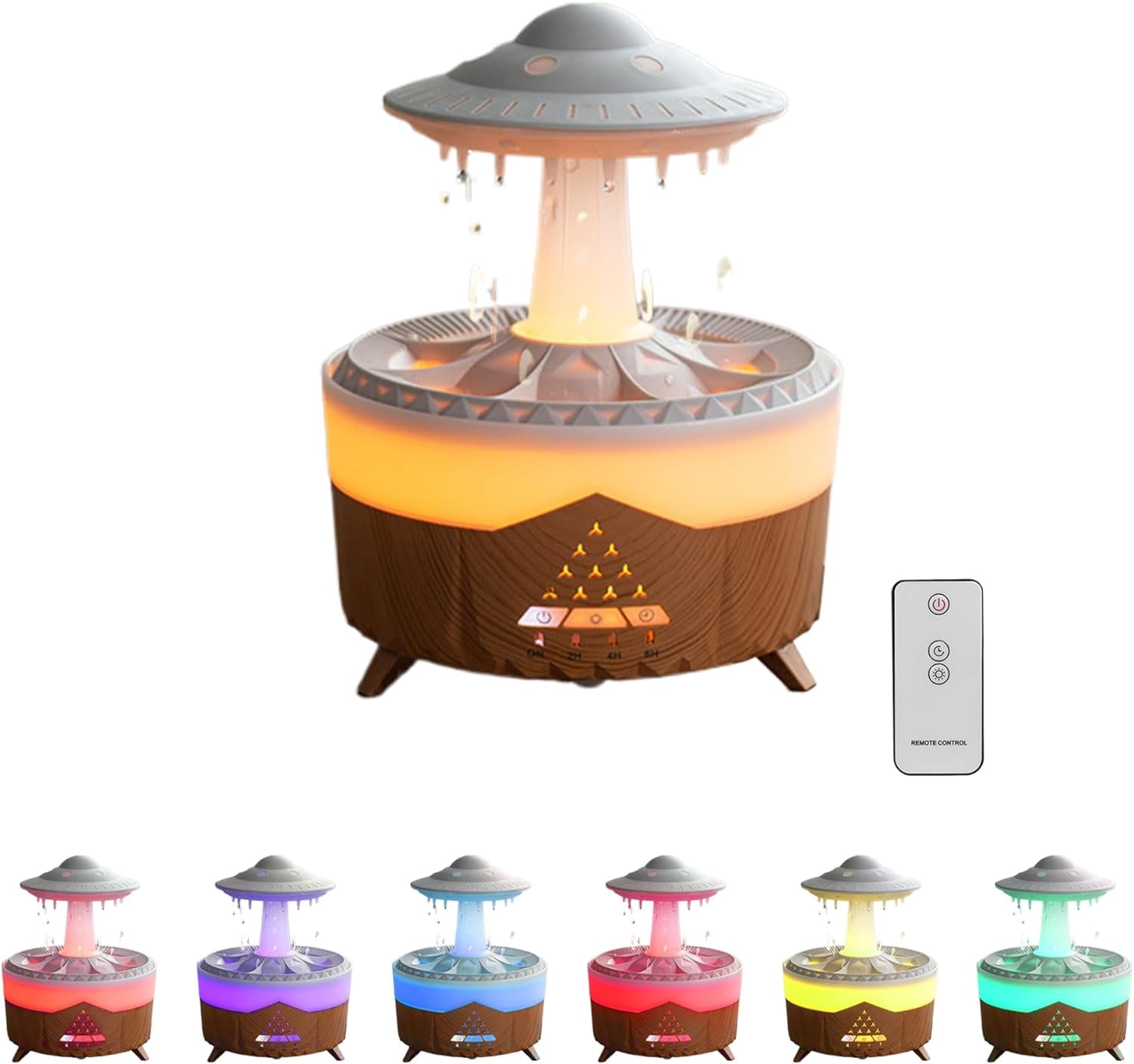 Air Humidifier for Bedroom:7 Colors Rain Cloud Humidifier with Water Drip,2 in 1 Cool Mist Humidifiers and Oil Diffuser for Home,Mini Mushroom Humidifier for Baby Bedside Sleeping (Brown)