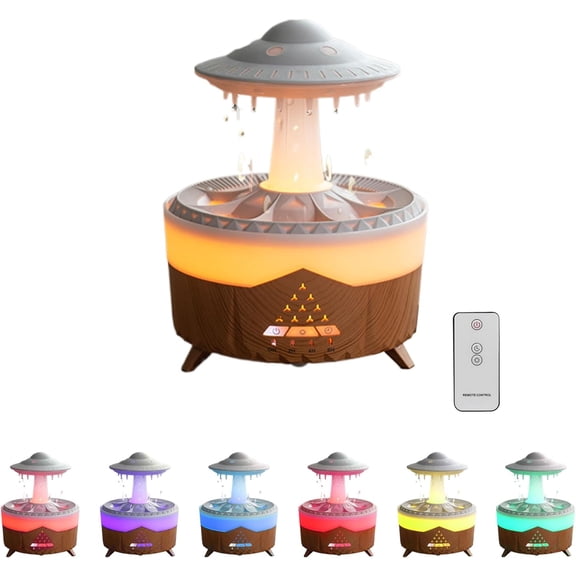 Air Humidifier for Bedroom:7 Colors Rain Cloud Humidifier with Water Drip,2 in 1 Cool Mist Humidifiers and Oil Diffuser for Home,Mini Mushroom Humidifier for Baby Bedside Sleeping (Brown)