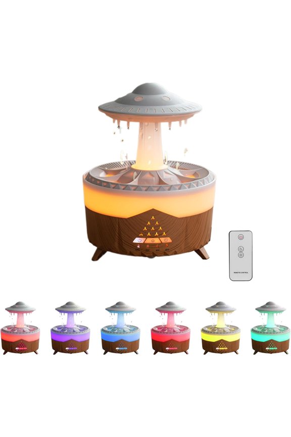 Air Humidifier for Bedroom:7 Colors Rain Cloud Humidifier with Water Drip,2 in 1 Cool Mist Humidifiers and Oil Diffuser for Home,Mini Mushroom Humidifier for Baby Bedside Sleeping (Brown)