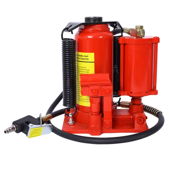 Air Hydraulic Bottle Jack, 12 Ton/24000 LBS All Welded Bottle Jack, 9.8-19.3 inch Lifting Range, Manual Handle and Air Pump, for Car, Pickup, Truck, RV, Auto Repair, Industrial Engineering ,Red