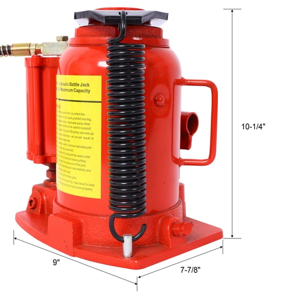 Air Hydraulic Bottle Jack, 32 Ton/70550LBS LBS All Welded Bottle Jack, 10-16.3 inch Lifting Range, Manual Handle and Air Pump, for Car, Pickup, Truck, RV, Auto Repair, Industrial Engineering ,Red