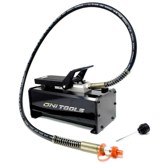 Air Hydraulic Pump 10000 PSI 1800 cc Oil Capacity Foot Operated with Hose & 3/8 Fitting Adapter