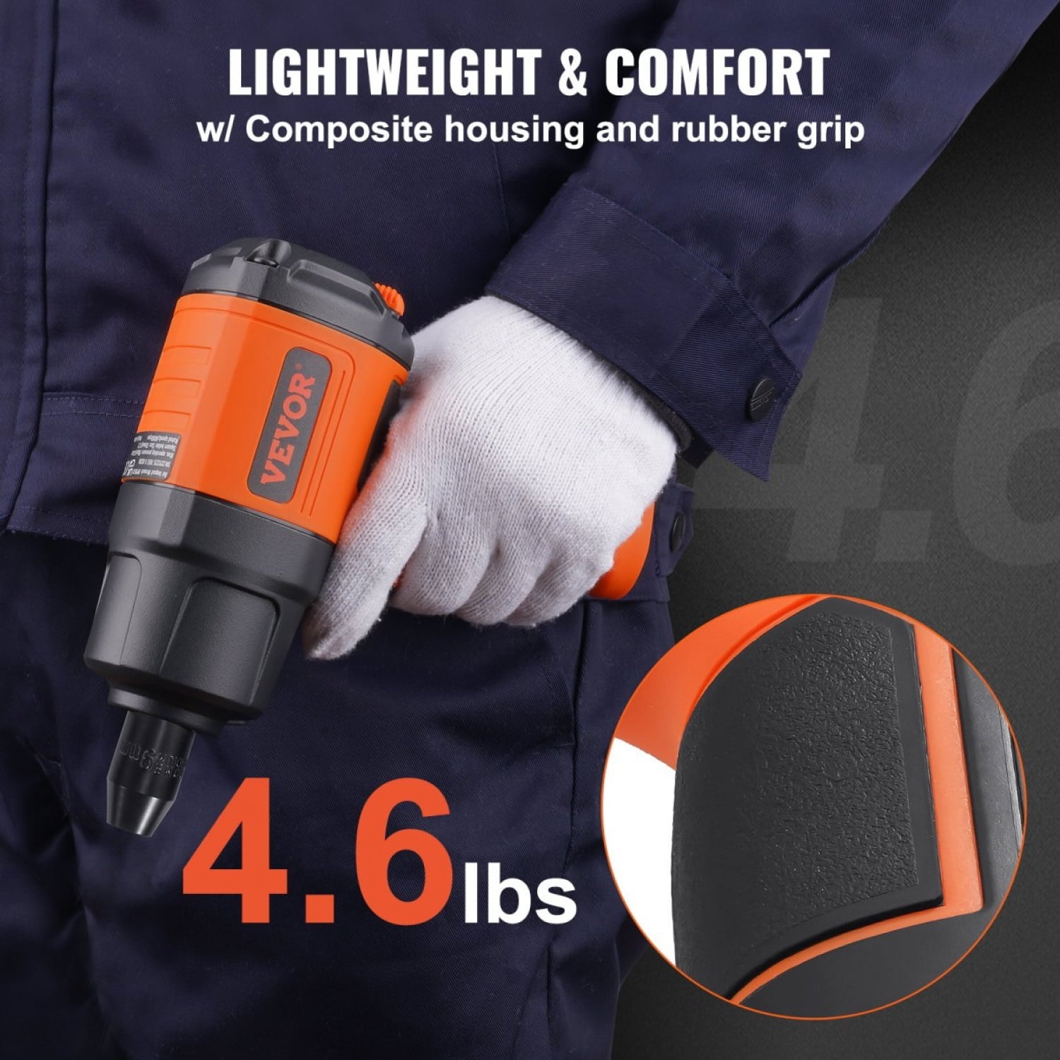 Air Impact Wrench 1/2 Square Drive 1400ft-lb Nut-busting Torque Twin Hammer 90-120PSI 4Position Regulator Lightweight Steel