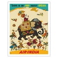 thumbnail image 1 of Air India - There is an Air about India - Maharajah in Howdah (Carriage) on Regal Elephant - Vintage Airline Travel Poster c.1965 - Fine Art Matte Paper Print (Unframed) 11x14in, 1 of 4