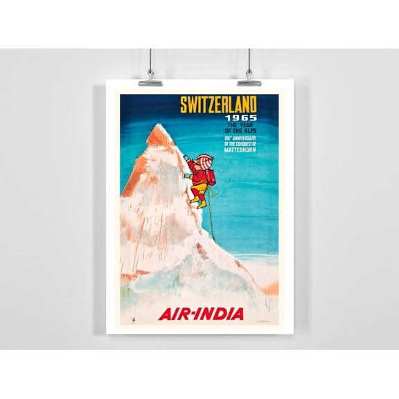Air India Switzerland Poster, Unframed Paper Poster 8x10in