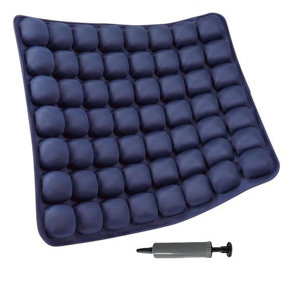 Air Inflatable Travel Seat Cushion, Portable Breathable Comfort Cushion, 56 Air Bubble Design for Airplane, Car, Office Chairs & Home Living Lightweight & Ergonomic Support,18 x 16 (Blue)
