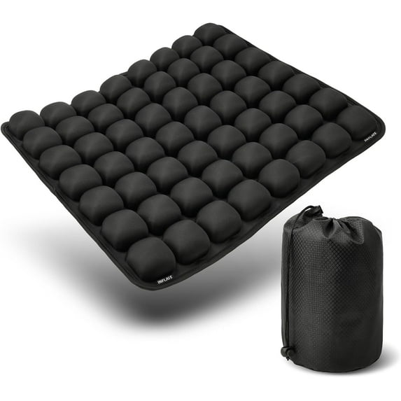 Air Inflatable Travel Seat Cushion, Portable Breathable Comfort Cushion, 56 Air Bubble Design for Airplane, Car, Office Chairs & Home Living – Lightweight & Ergonomic Support