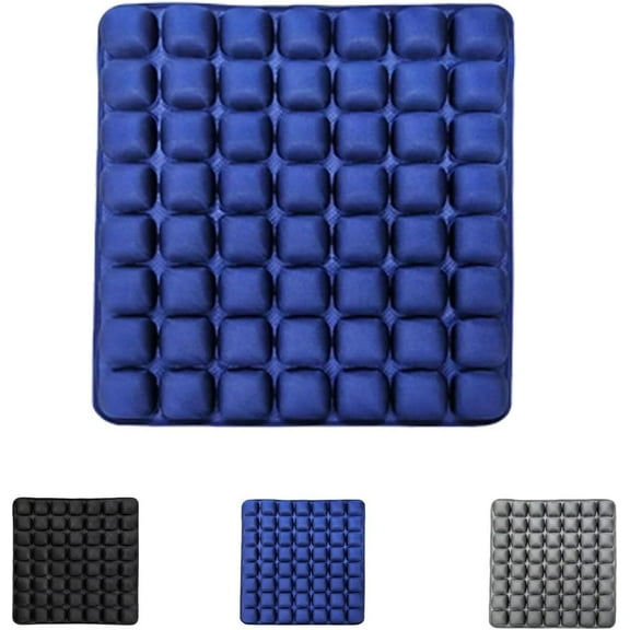 Air Inflatable Travel Seat Cushion, Portable Breathable Comfort Cushion, 56 Air Bubble Design for Airplane, Car, Office Chairs & Home Living Lightweight & Ergonomic Support,18 x 16 (Blue)