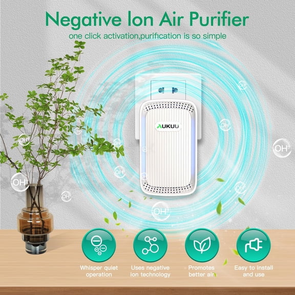 Air Ionizers 4 Pack - Plug In Negative Ion Air Purifier for Home Bedroom Office Quiet Odor Smoke Dust Pet Smell Removal Mini White Gray