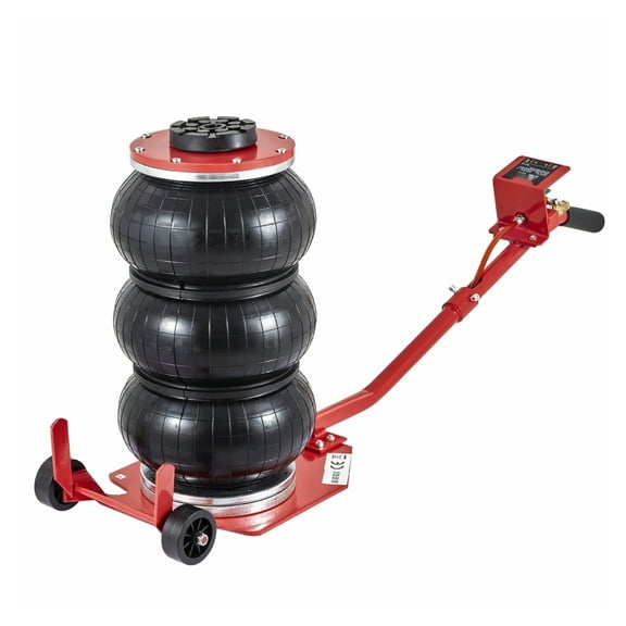 Air Jack 3 Ton, 6600 lbs Triple Bag Pneumatic Jack, 5.5-17.7 Inch Lift, Fast Lifting Airbag Jack with Long Handle for Cars, SUV, Garage Repair (Red)