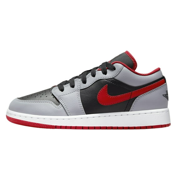 Air Jordan 1 Low Big Kids' Shoes Color: Black/Cement Grey/White/Fire Red Size: 6Y