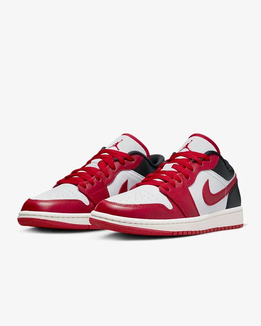 Air Jordan 1 Low DC0774-160 Womens White/Black/Red Leather Air Jordan 1 Low DC0774-160 Womens White/Black/Red Leather