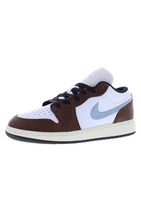 Air Jordan 1 Low SE Leather GS Boys Shoes Size 6, Color: White/Black/Sail/Blue Grey