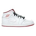 thumbnail image 1 of Air Jordan 1 Mid BG Big Kid's Shoes White/Gym Red/Black 554725-103, 1 of 6