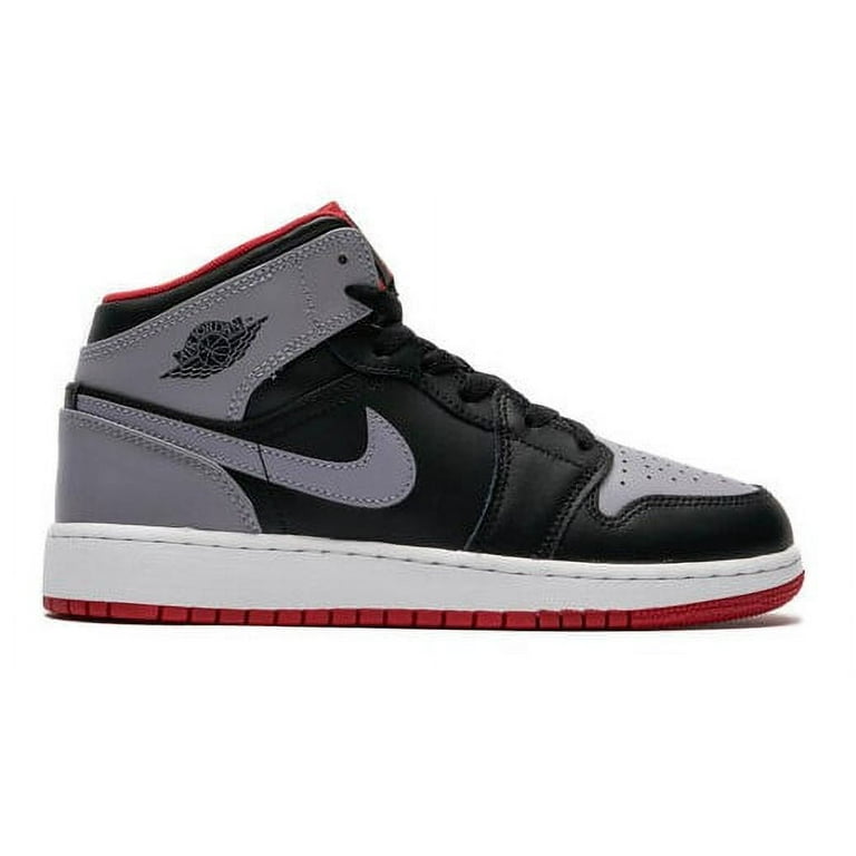 Air Jordan 1 Mid Big Kids Shoes Color Black Fire Red White Cement Grey Size 4Y Walmart
