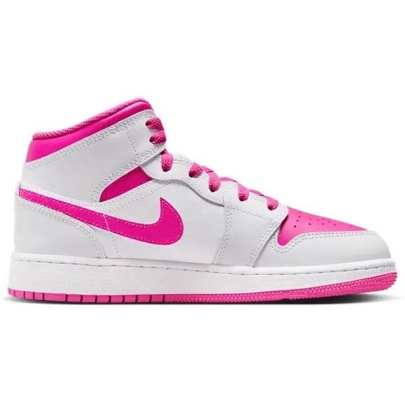 Big Kid's Jordan 1 Mid Iris Whisper/Fire Pink-White - 4.5