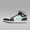 thumbnail image 1 of Air Jordan 1 Mid Men's Shoes Color: White/Black/Green Glow Size: 18, 1 of 1