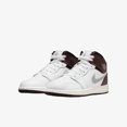 thumbnail image 1 of Air Jordan 1 Mid SE Big Kids' Shoes Color: White/Black/Sail/Blue Grey Size: 6.5Y, 1 of 6