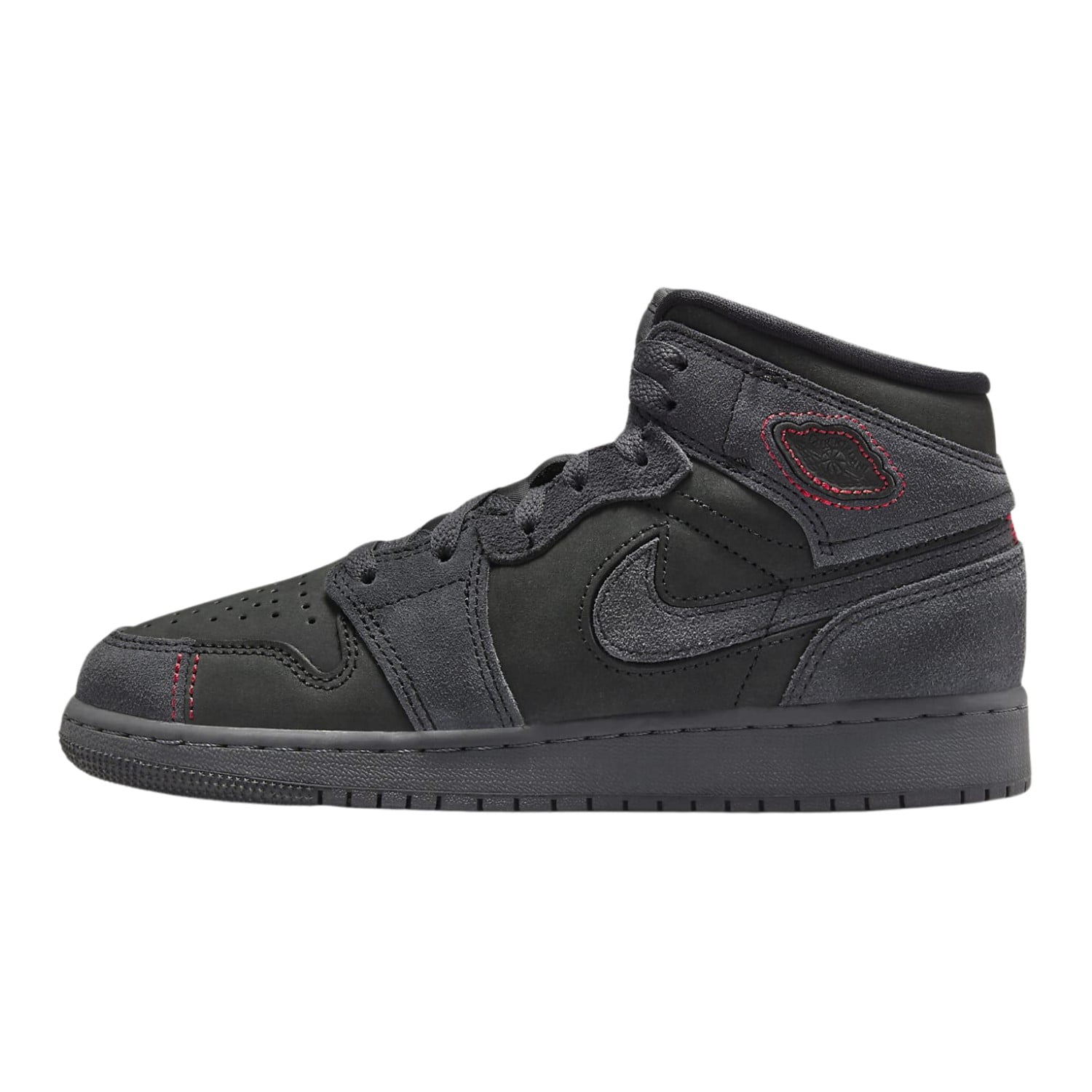 Air Jordan 1 Mid SE Craft Big Kids Shoes Color Dark Smoke Grey Varsity Red Black Size 5.5Y Walmart