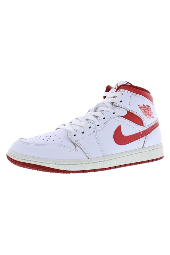 Air Jordan 1 Mid SE Men's Size 11 White Red Leather Athletic Shoes FJ3458 160
