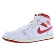 thumbnail image 1 of Nike Air Jordan 1 Mid SE Leather Mens Shoes Size 10, Color: White/Lobster/Dune Red/Sail, 1 of 4