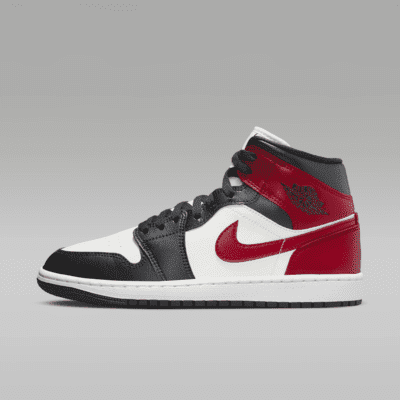 Women's Air Jordan 1 Mid Sail/Gym Red-Off Noir-White (BQ6472 160) - 5.5