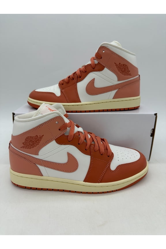 Air Jordan 1 Mid Women's Size 11 Orange Sail Leather Athletic Shoes BQ6472 180