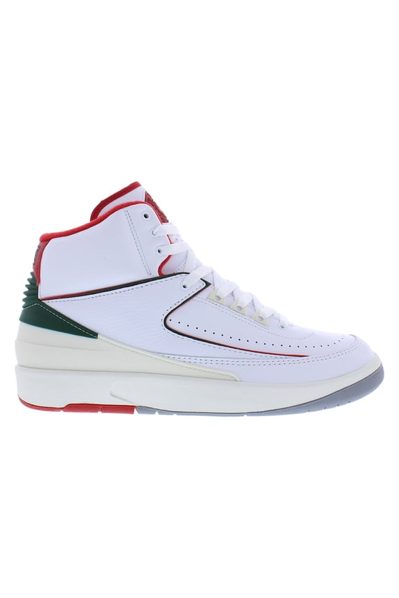 Air Jordan 2 Retro Leather Mens Shoes Size 8, Color: White/Fire Red/Fir/Sail