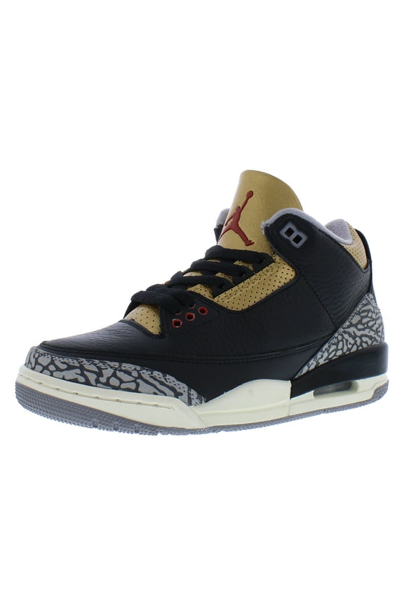Air Jordan 3 CK9246-067 Sneakers Women's Black Leather Basketball Shoes PRO107 (Black,5)