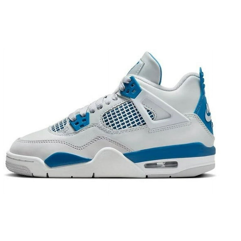 Nike Air Jordan 4 ホワイト/ブルー Air Jordan 4 Retro Shoes, Off White/Military Blue, Size 6.5