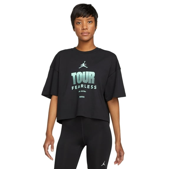 Air Jordan Fearless Tour Boxy Women's Cropped T-Shirt Black-Green dx5973-010