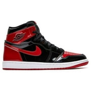 Air Jordan Mens Shoes Retro High OG Patent Bred Sneakers Black, Varsity Red-White 9.5