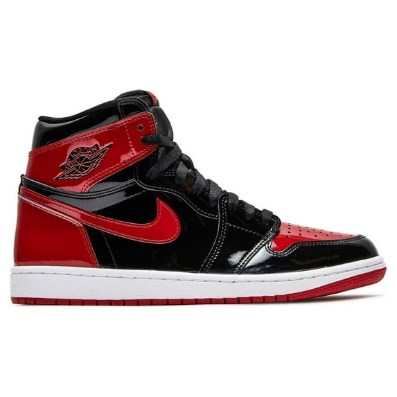 Air Jordan Men's Shoes Retro High OG Patent Bred Sneakers Black, Varsity Red-White 9.5