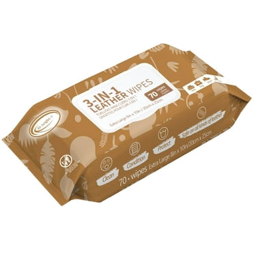 Air Jungles 3in1 Leather Cleaner Wipes for Vinyl & Leather, 70 Count