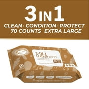 Air Jungles 3in1 Leather Cleaner Wipes for Vinyl & Leather, 70 Count