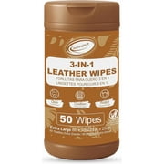 Air Jungles 3in1 Leather Wipes 50 Count (Pack of 3), Extra Large 8" x 10" Size, Clean Condition Protect Wipes for Vinyl and Leather Apparel Furniture Auto Car Interior Shoes Boots Bags