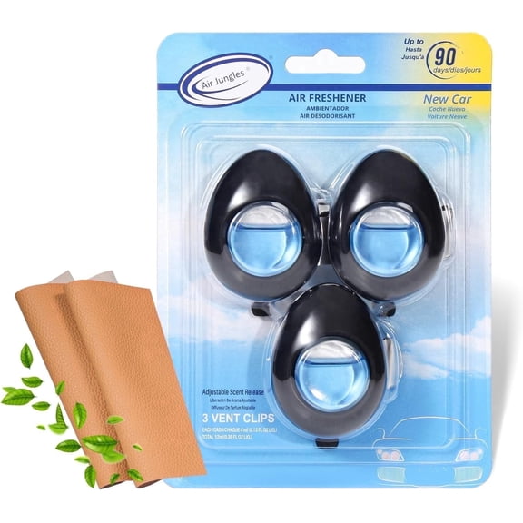 Air Jungles Car Air Freshener Vent Clip 3 Pack New Car Scent Odor Eliminator for Cars Trucks SUVs