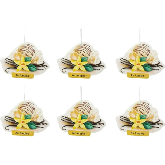 Air Jungles Vanilla Essential Oil Car Air Fresheners, 6 Count, Automotive, Home, office