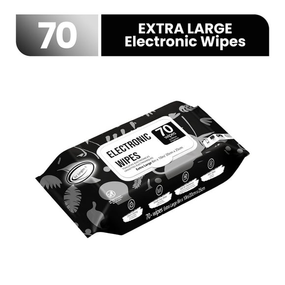 Air Jungles Electronic & Lens Cleaning Wipes 70 Count, 8"x10" Quick-Dry Screen Wipes for Phones, Laptops, Monitors, TVs, Tablets, Glasses & Keyboards, Streak-Free, Anti-Static