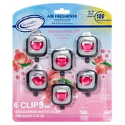 Air Jungles Honey Peach Scent Car Air Freshener Clip, 6 Pack Car Vent Clips, 4ml Each, Long Lasting Air Freshener for Car, Up to 180 Days Car Refresher Odor Eliminator