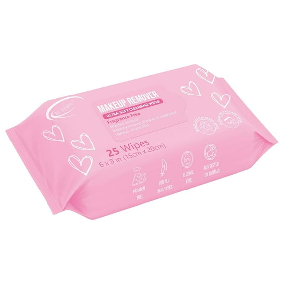 Air Jungles Makeup Remover Wipes & Face Cleansing Towelettes 25 Count, Alcohol-Free & Fragrance-Free, Extra Large
