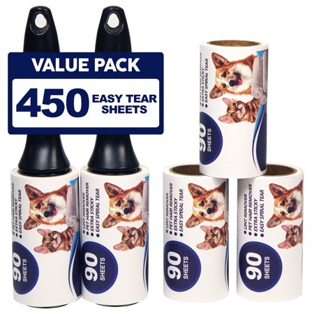 Air Jungles Lint Roller 450 Sheets, Fresh Linen Scent, Extra Sticky, Portable Pet Lint Remover for Pet Hair, Clothing, Car, Furniture, Carpet, Dog & Cat Hair Lint Remover