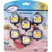Air Jungles Car Air Freshener Clip 6 Pack, Serene Summer, Long Lasting Up to 180 Days, Odor Eliminator, Vent Clips, 4ml