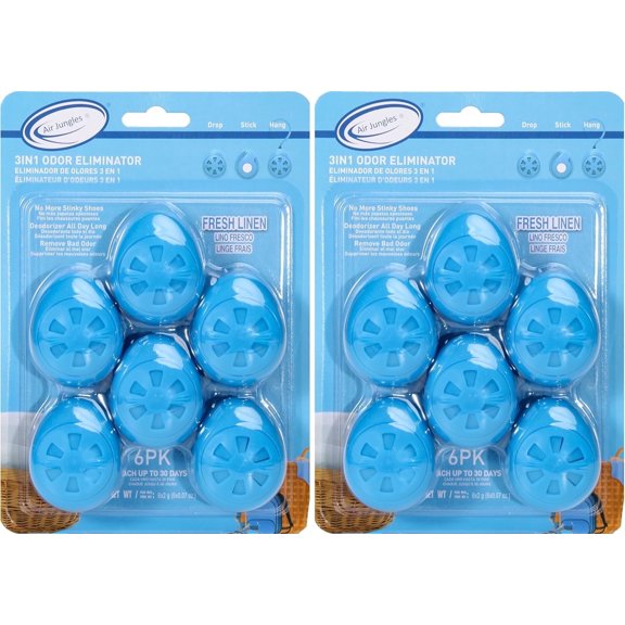 Air Jungles Shoes Deodorizer Ball 12 Count, Fresh Linen Scent, Odor Remover Balls for Sneakers Boot Shoe, Essential Oil Provides Natural Freshness