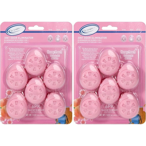 Air Jungles Shoes Deodorizer Ball 12 Count, Honey Peach Scent, Odor Remover Balls for Sneakers Boot Shoe, Essential Oil Provides Natural Freshness