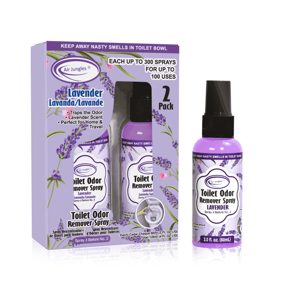Air Jungles Toilet Poop Odor Eliminator Spray, Lavender Scent, Spray It Before No.2, up to 100 Uses Per Bottle, for Home, Travel, Office & College Dorm Bathroom