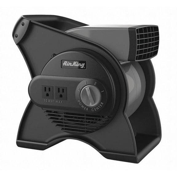 Air King 11" 3-Speed Commercial Grade Pivoting Blower Floor Fan with Outlets, Black, 9550, New