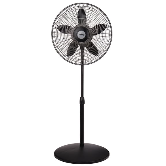 Air King 18" Commercial Grade Oscillating Pedestal Fan, 3 Speeds, 54" H, Black, 9118, New