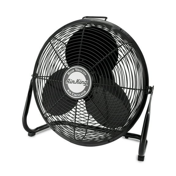 Air King 18 Inch Industrial Pivoting Floor Fan 2660 CFM 180W 120V Powder-coated steel 67db, 3-Speed, Black