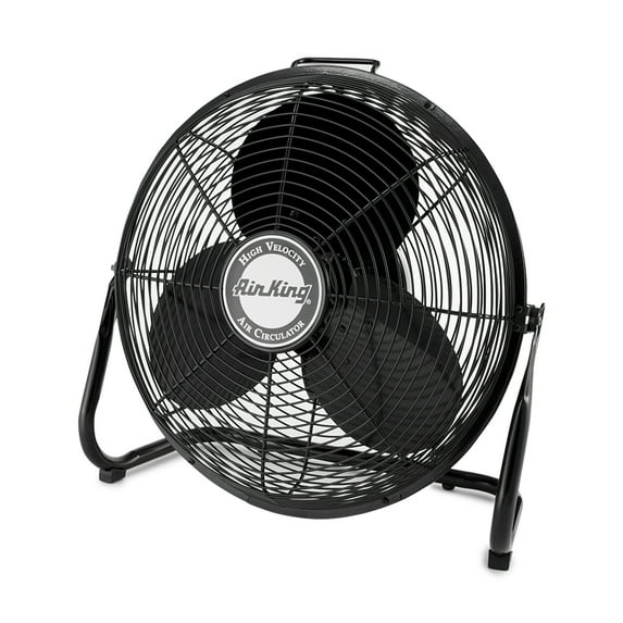 Air King 18 Inch Industrial Pivoting Floor Fan 2660 CFM 180W 120V Powder-coated steel 67db, 3-Speed, Black